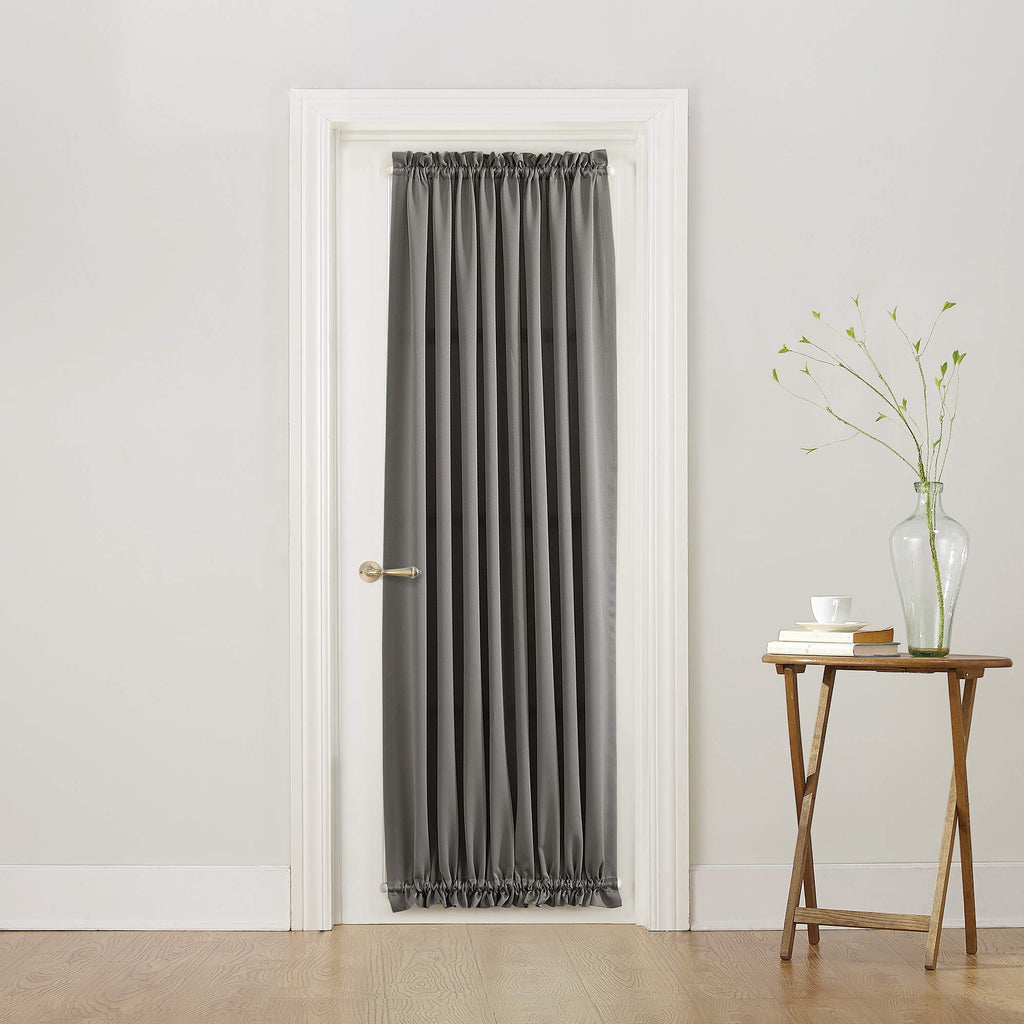 Sun Zero Barrow Energy Efficient Rod Pocket Door Curtain Panel, 54'' X 72'', Steel