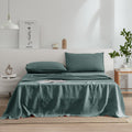 EVERLY Linen Sheets California King Size,100% Stonewashed French Linen Sheets Deep Pocket Sheets,4Pieces (1Flat Sheet,1Fitted Sh