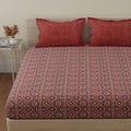 Huesland By Ahmedabad Cotton 144 Tc Double Bedsheet Cotton With 2 Pillow Covers | Brown & White
