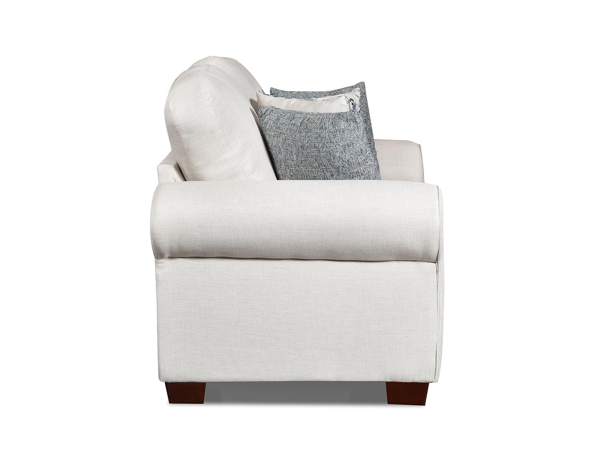 American Furniture Classics Pembroke Loveseat with Four Throw Pillows Sofas, Soft Washed Cream Tweed