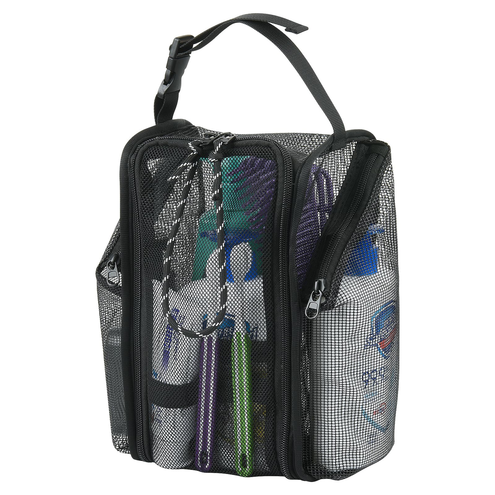 Cosmos Mesh Shower Caddy Toiletry Organizer Hanging Shower Tote Bag, Quick Dry Shower Organizer Portable Bath Bag with Durable Z