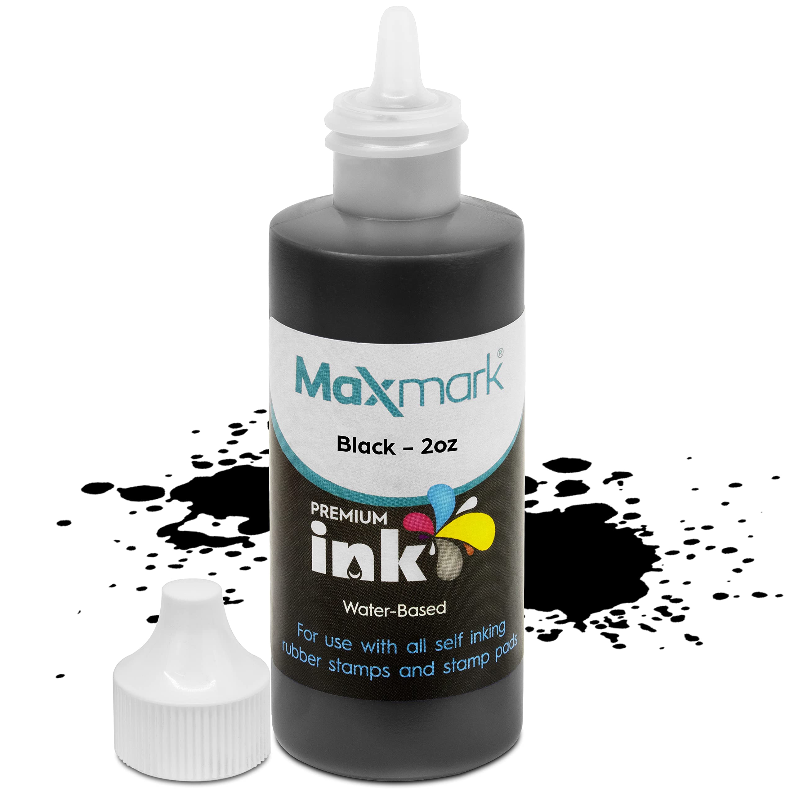 Maxmark Premium Refill Ink For Self Inking Stamps And Stamp Pads, Black Color - 2 Oz.
