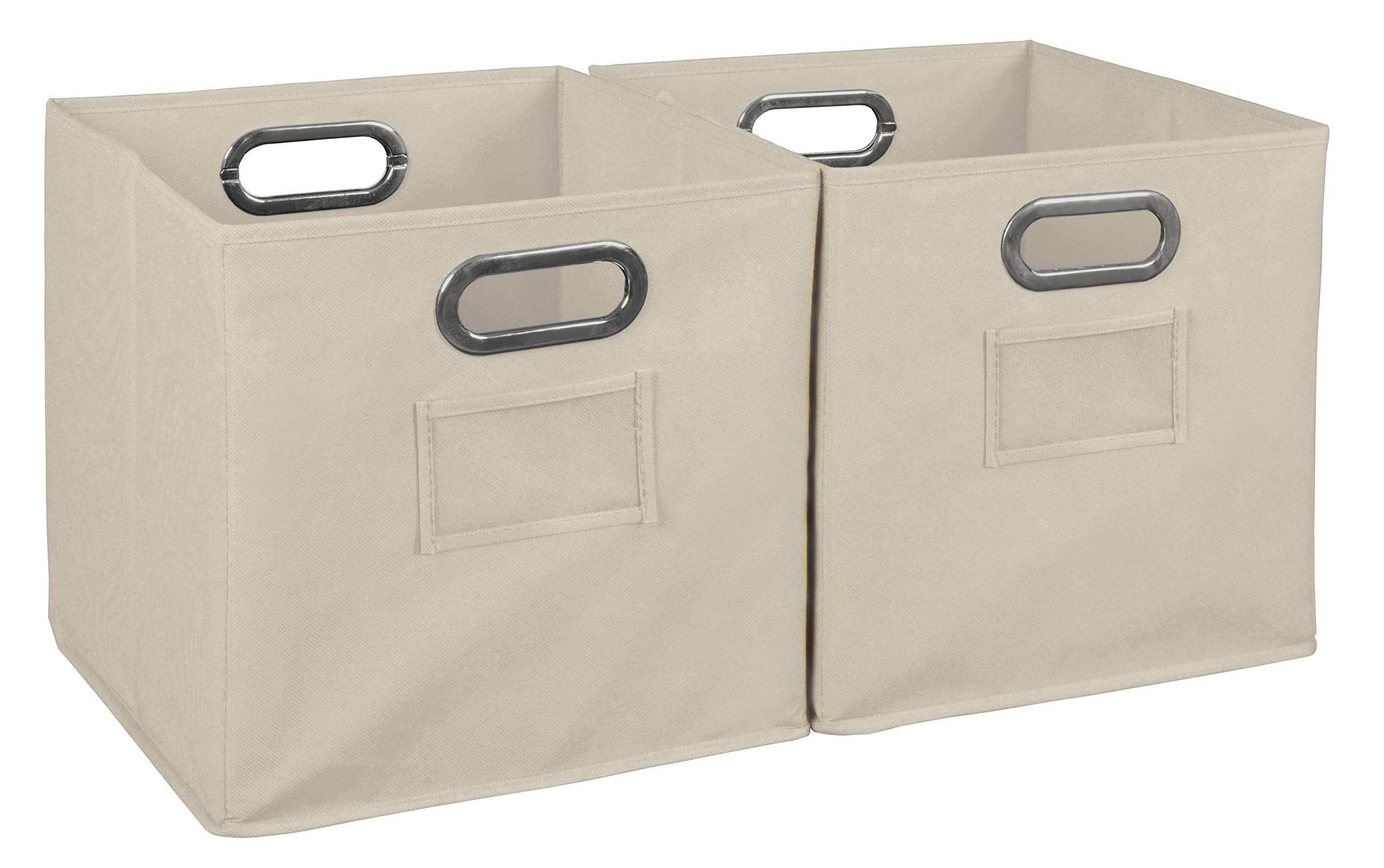 Niche Cubo Set of 2 Foldable Fabric Storage Bin with Label Holder- Natural