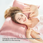 Bedelite Satin Pillowcase With Zipper, Rose Pink Pillow Cases Queen Size Set Of 2, Super Soft And Cooling Similar To Silk Pillow