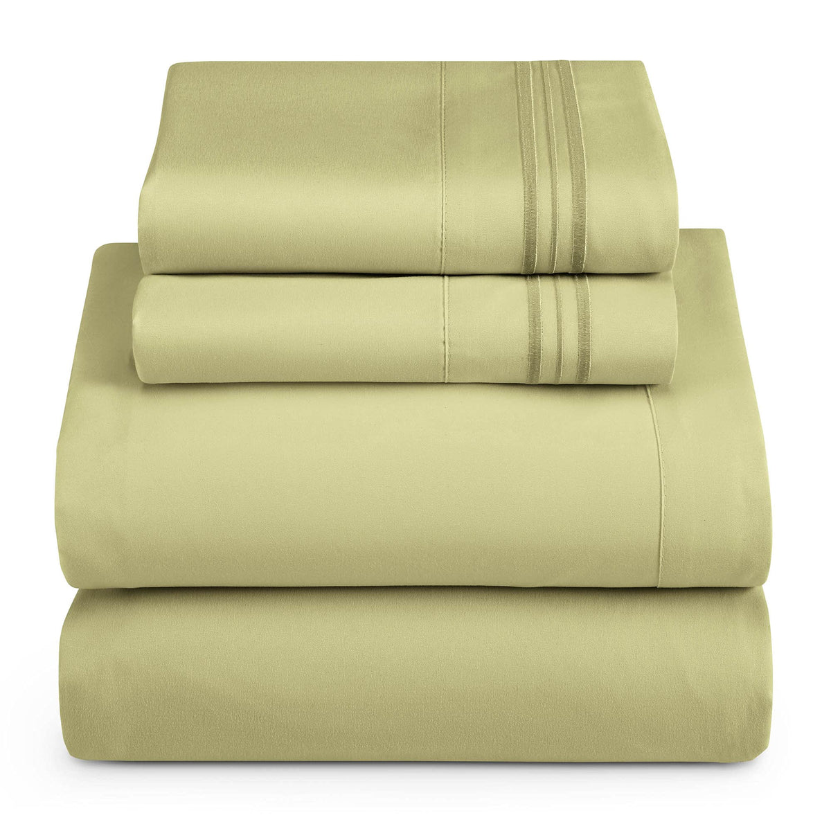 Hearth & Harbor Cal King Size Sheets - 4 Piece Bed Sheet Set, Hotel Luxury Double Brushed Bed Sheets - Extra Soft Bedding Sheets & Pillowcases, California King, Sage