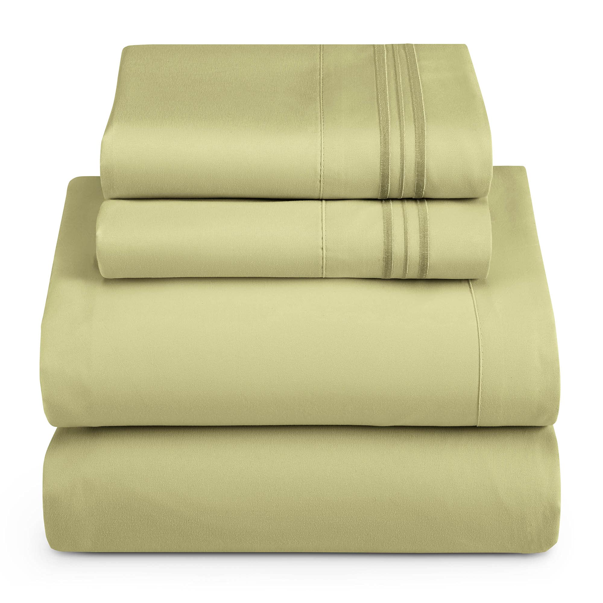Hearth & Harbor Queen Size Sheets - 4 Piece Bed Sheet Set, Hotel Luxury Double Brushed Bed Sheets - Extra Soft Bedding Sheets & Pillowcases, Queen, Sage
