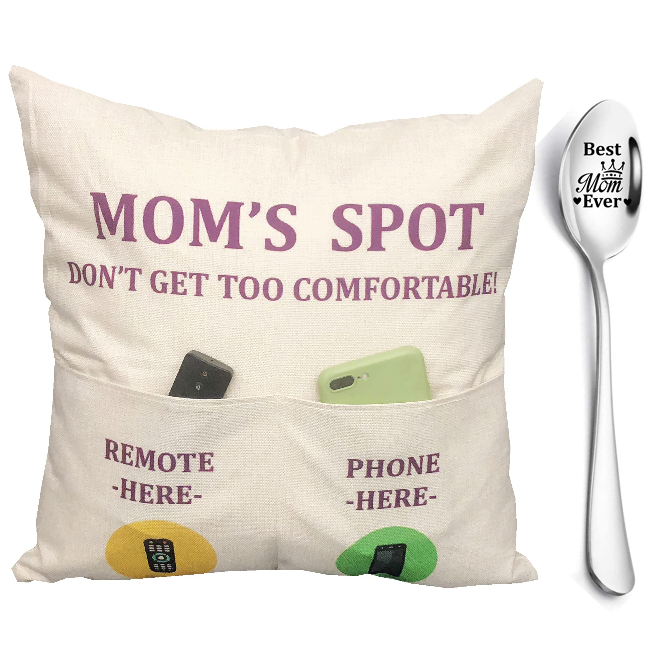 Zuyurou Mom Gifts, 2-Pocket Moms Spot Throw Pillow Covers 18 X 18 Inch, Birthday Christmas Anniversary Thanksgiving Day Gifts Fo