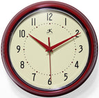 Infinity Instruments LTD. Retro 12 inch Silent Sweep Non-Ticking Mid Century Modern Kitchen Diner Wall Clock Quartz Movement Ret