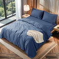 Lbro2M 100% Cotton 1200 Thread Count King Size Sheets Set,16 Inches Deep Pocket,Bed Sheet 4 Piece Sets(Navy Blue, King)