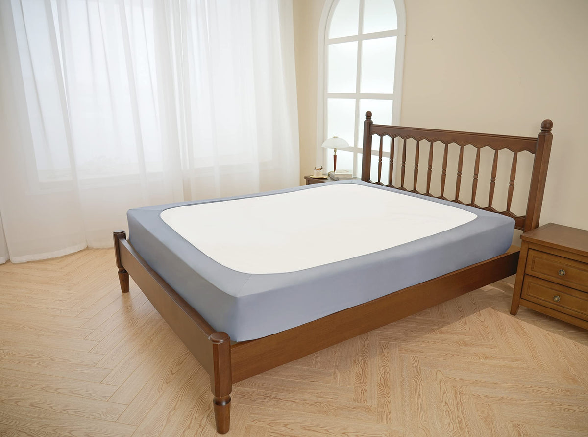 Biscaynebay Decorative Box Spring Cover Full & Full Xl Size, Silver Grey Luxurious Jersey Knitting Stretchy Wrap Around 4 Sides Bed Skirt For Home/Hotels, Easy Fit Wrinkle & Fade Free Machine Washable