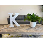 HomeRoots 16' Distressed White Wash Wooden Initial Letter K Sculpture