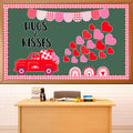 Zoiiwa Valentine'S Day Truck Bulletin Board Decorations Valentines Day Classroom Bulletin Board Border Sweet Red Pink Heart Cuto