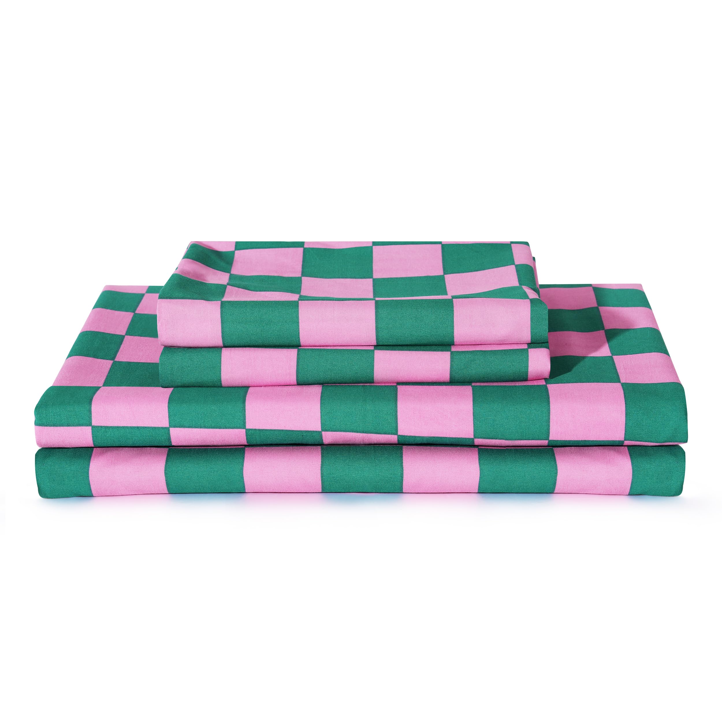 Bed Sheet Set 3 Pieces -Twin Size-Soft Durable Microfiber Bedding Sheet Set,Deep Pocket,Stain,Fade & Wrinkle Resistant (Plaid Pi