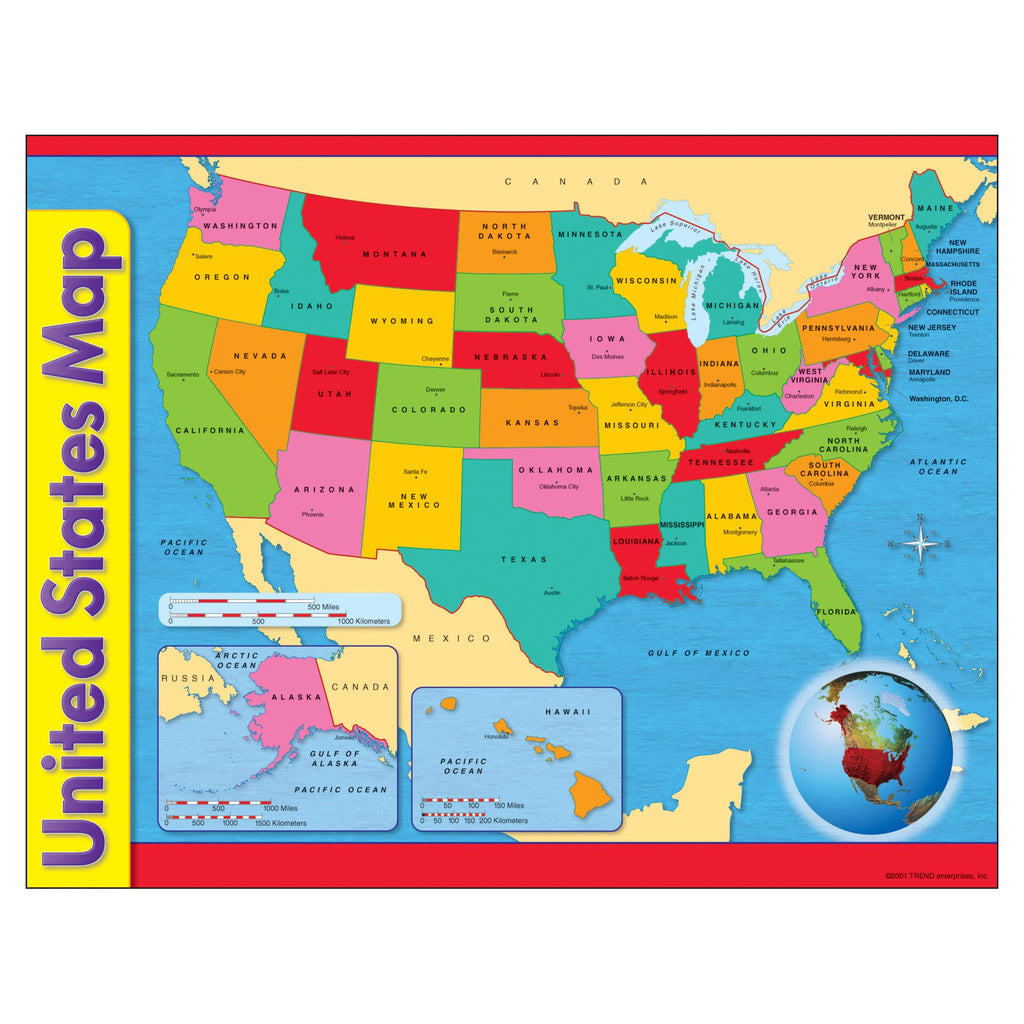 Trend Enterprises, Inc. United States Map Learning Chart, 17' X 22'