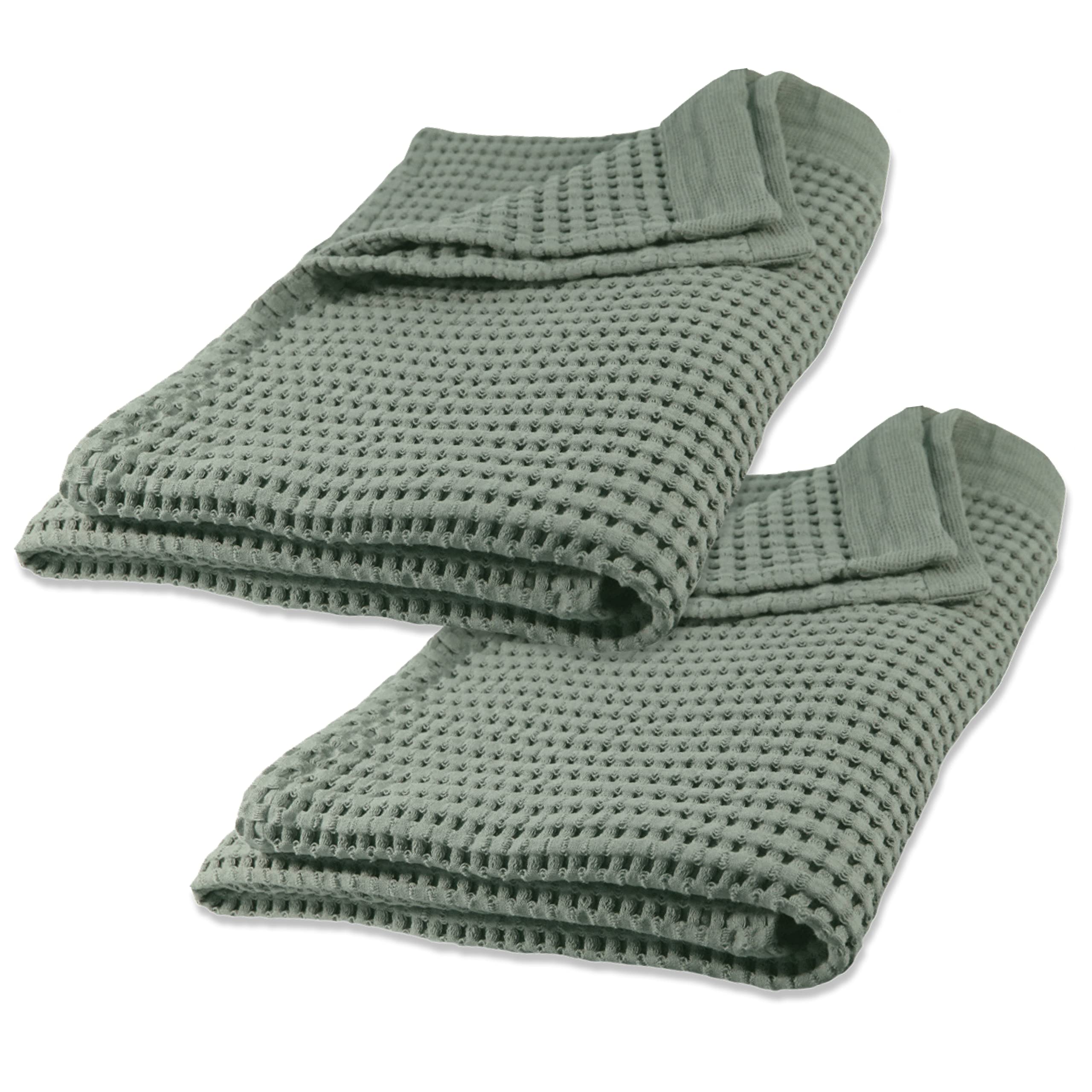GILDEN TREE Waffle Towels Quick Dry Thin, 2 Pack Bath Sheets 40x80 Oversized Extra Large for Adults for Bathroom, Modern Style (