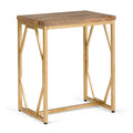 SIMPLIHOME Selma Contemporary 20 Inch Wide Metal and Wood Accent Side Table in Natural, Gold, For the Living Room and Bedroom