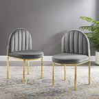Modway Isla Dining Side Chair Performance Velvet Set Of 2 In Gold Gray
