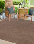 Unique Loom Outdoor Solid Collection Area Rug (6 1 Square Light Brown/Ivory)