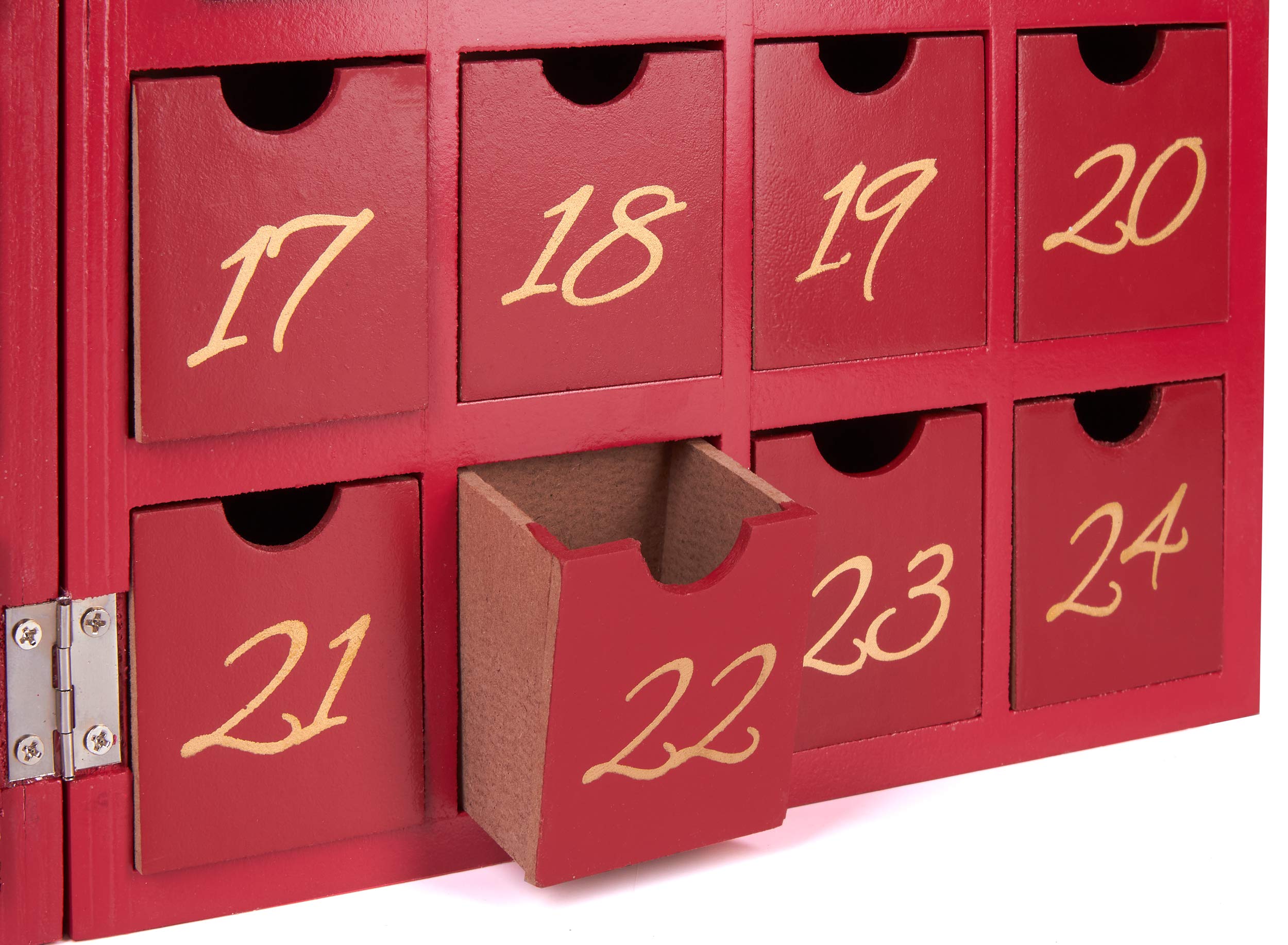 Brubaker Reusable Wooden Advent Calendar To Fill - Red Christmas House With Nativity Play And Led Lighting - Diy Christmas Calen
