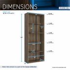 Techni Mobili 5 Shelf Bookcase - Walnut Vertical Standing Wood Bookshelf For Living Room, Bedroom & Home Office - Staggered Bookcase With Asymmetrical Shelves & Heavy Duty Steel Bar Cassa Collection