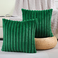 Futei Emerald Green Striped Decorative Throw Pillow Covers 16X16 Inch Set Of 2,Square Winter Decorations Couch Pillow Case,Soft