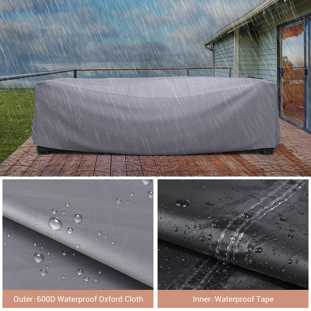 Mrrihand Heavy Duty Patio Furniture Covers, Outdoor Furniture Covers Waterproof Sectional Sofa Set , Patio Table And Chair Set Cover 78'L×62'W×30'H,Grey