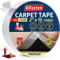 Xfasten Double Sided Carpet Tape For Area Rugs On Carpet 2 Inch X 15 Yards No Residue Clear Adhesive Rug Tape Hardwood Floor No
