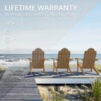Lue Bona Adirondack Chairs Set Of 2, Brown Poly Adirondack Chairs With Cup Holder, 350Lbs Modern Adirondack Chair Weather Resistant, Outdoor Patio Chair For Fire Pit, Patio, Law, Balcony, Backyard