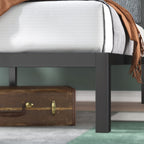Zinus Korey Metal Platform Bed Frame with Upholstered Headboard, Black, Twin