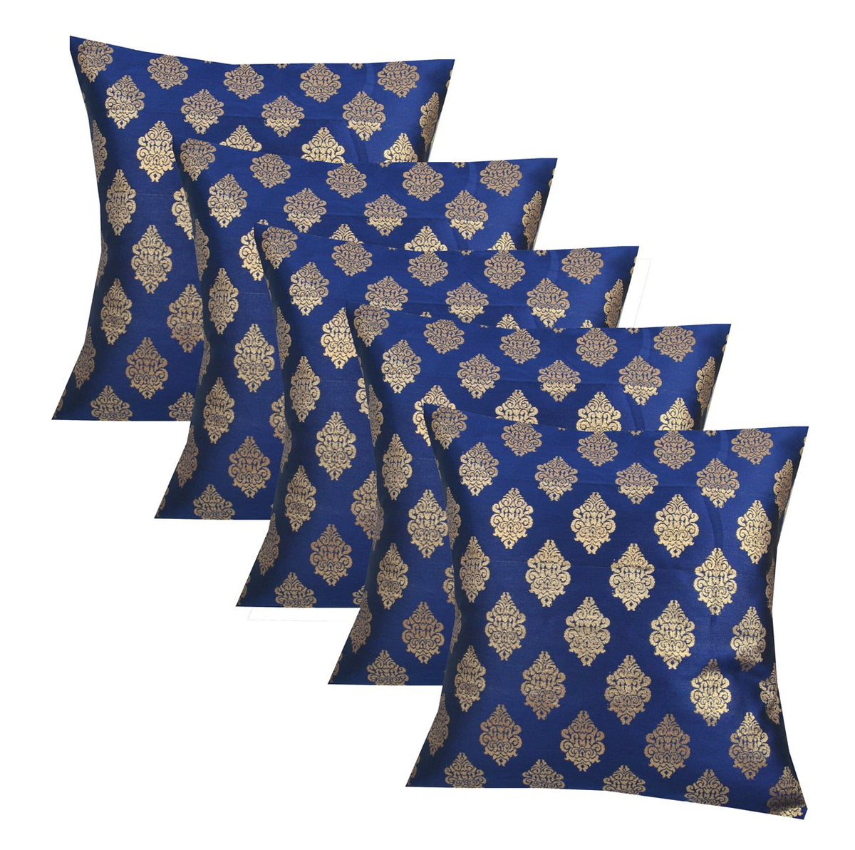 Pink Parrot Durable Dopian Silk Jacquard Square Throw Cushion/Pillow Covers (12X12Inch/30X30 Cm)  Set Of 5