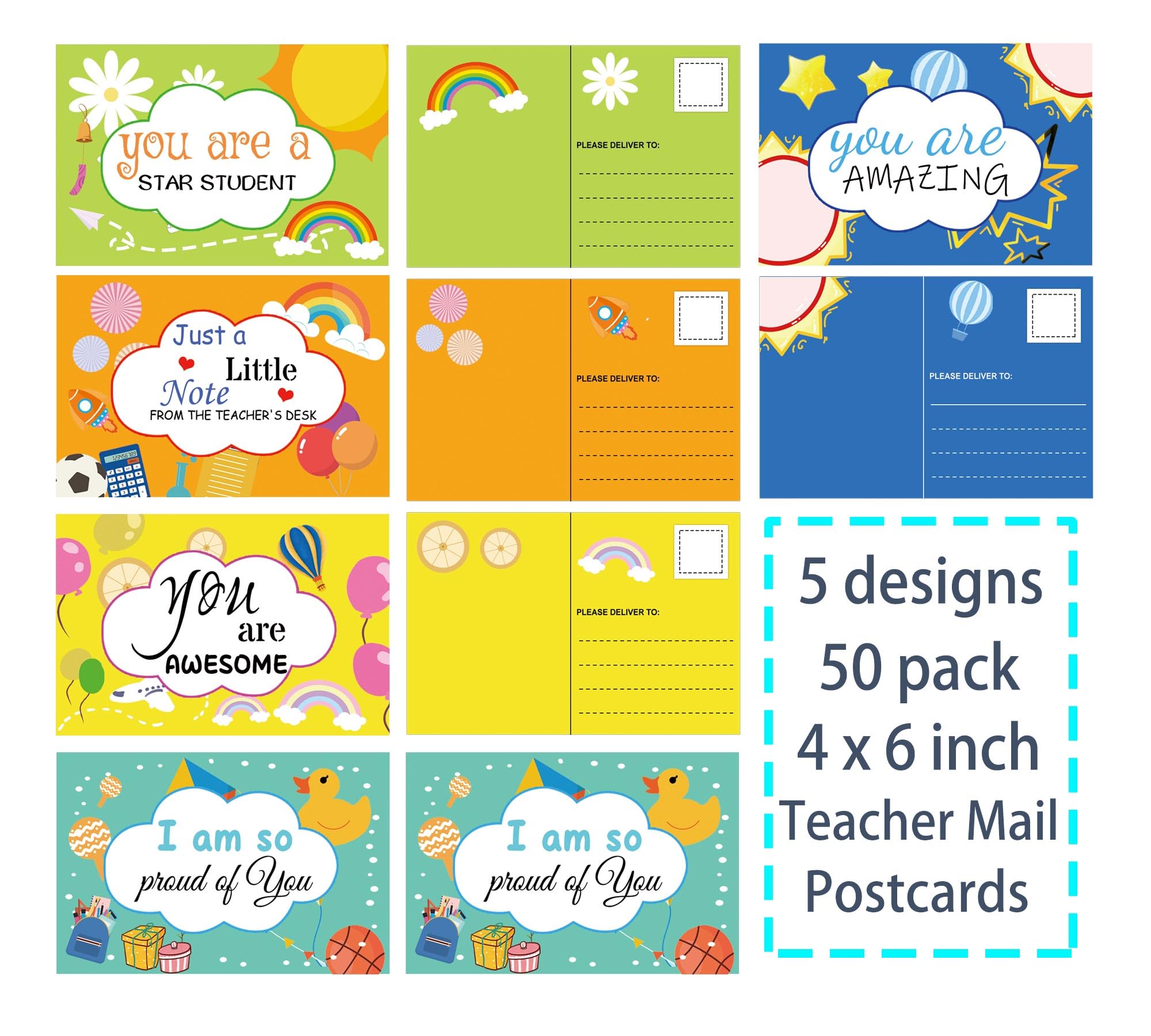 Teacher Mail Postcards For Students You Are Awesome Cards Postcards Pack 4 X 6 Inch - Postcards For Kid Just A Little Notes Cute