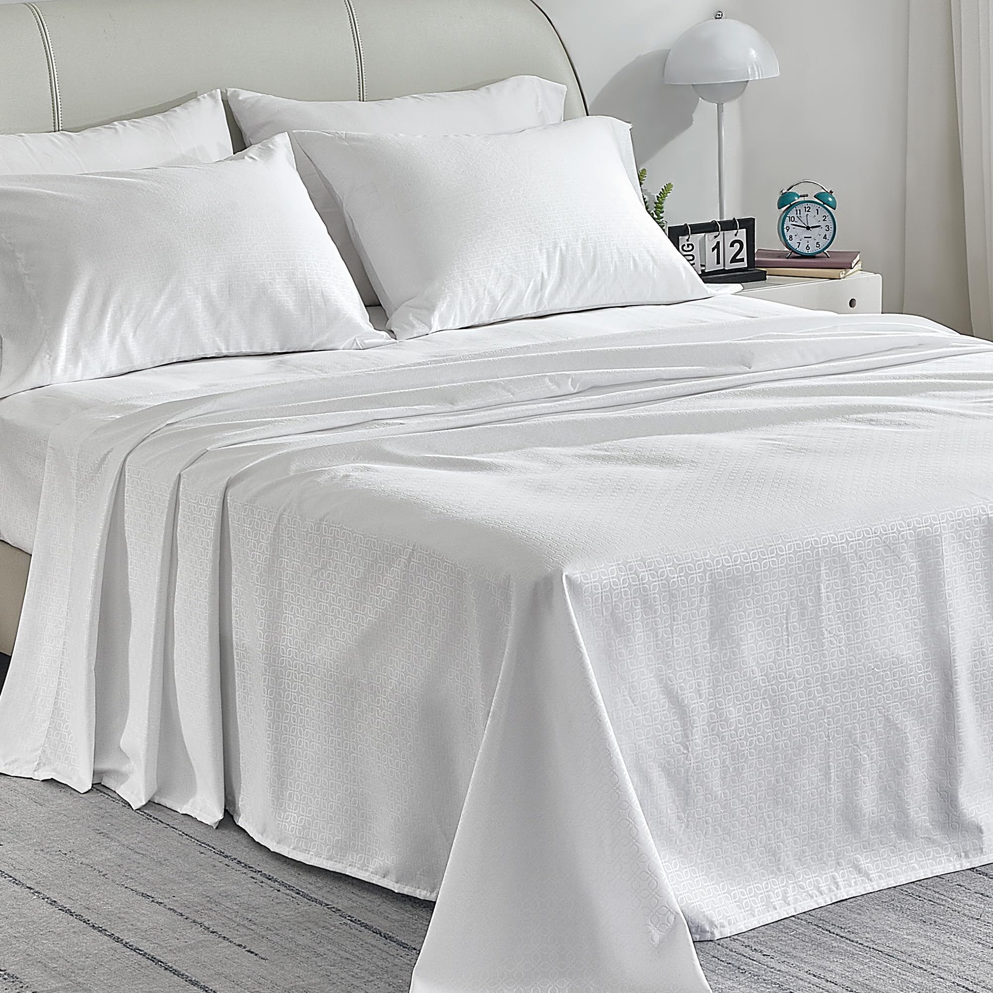 Sleep Zone Bedding Sheet Set, Ultra Soft Microfiber With Extra Deep Pockets, 4 Pieces Comfy Breathable And Cooling Sheet & Pillowcase Sets For Adults (White, King)