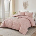 Litanika Blush Pink King Comforter Set, 3 Pieces Lightweight Tufted Bedding Sets, Down Alternative Comforter Fluffy Bed Set Gift