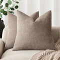 Foindtower Solid Textured Chenille Throw Pillow Covers 20x20,Light Taupe