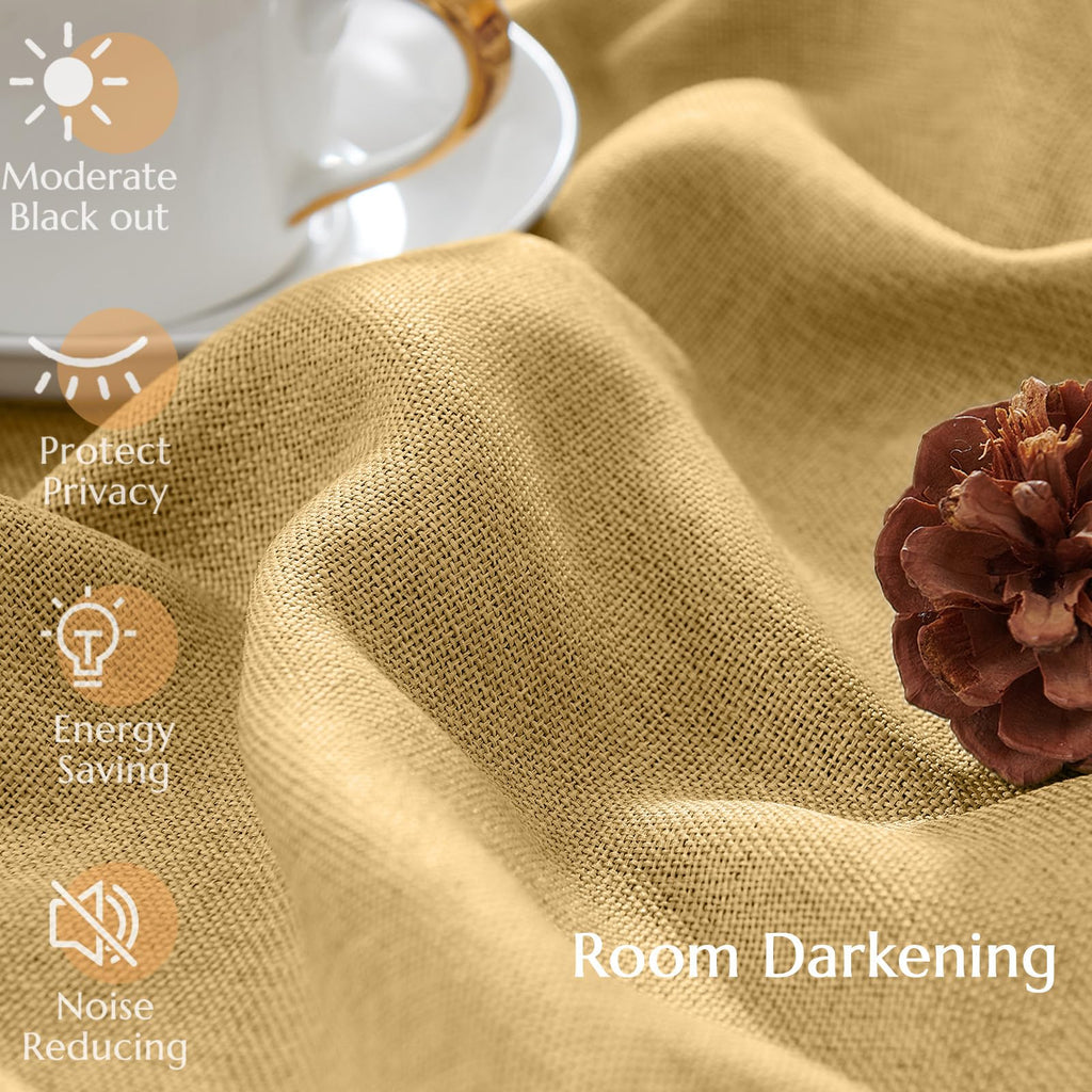 Jinchan Linen Textured Room Darkening Curtain 84 Inches Long For Living Room Room Thermal Insulated Grommet Top Window Drape For Bedroom 52X84 Mustard Yellow 1 Panel