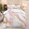 Edgzko Girls Queen Comforter Set: Pink Marble Bedding Set Queen Size For Teen Girl Women Pink And Gold Abstract Marbling Bed Set