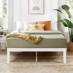 Mellow Naturalista Classic 16 Inch Solid Wood Platform Bed With Wooden Slats, White, King