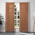 TWOPAGES Orange Copper Linen Pinch Pleat Drape for Living Room, Window Treatment Curtain Panel Double Layer Room Darkening Light