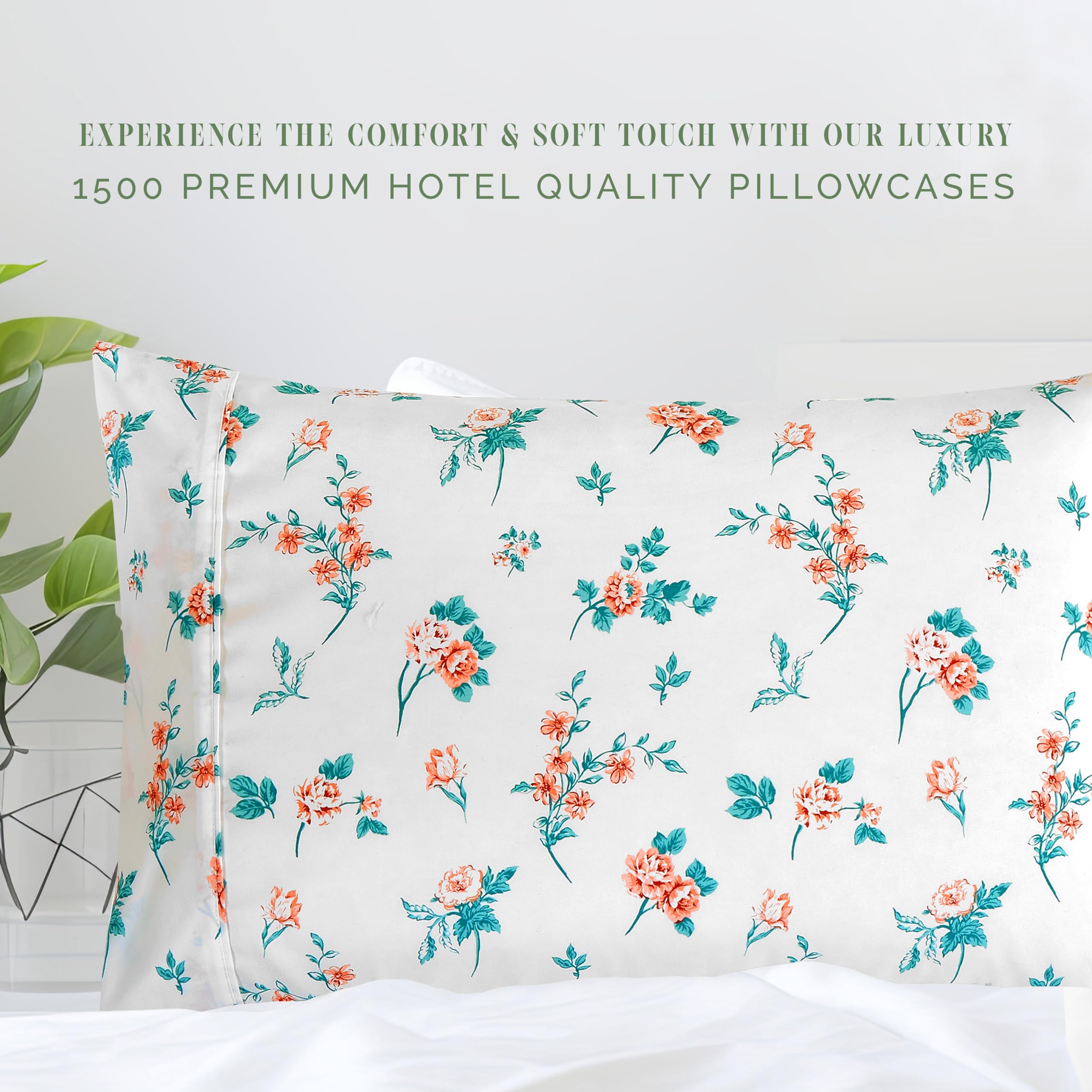 Elegant Comfort Ultra Soft Set Of 2 Floral Print Pillowcases - 1500 Premium Hotel Quality Microfiber, Soft And Smooth Envelope Closure 2-Piece Pillow Covers - King, Pink Celia