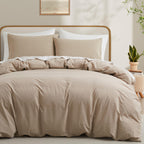 Lovque Linen Grey Duvet Cover Twin Size, 100% Washed Cotton Linen Like Bedding Set With Zipper Closure (No Comforter), 68X90 Inc