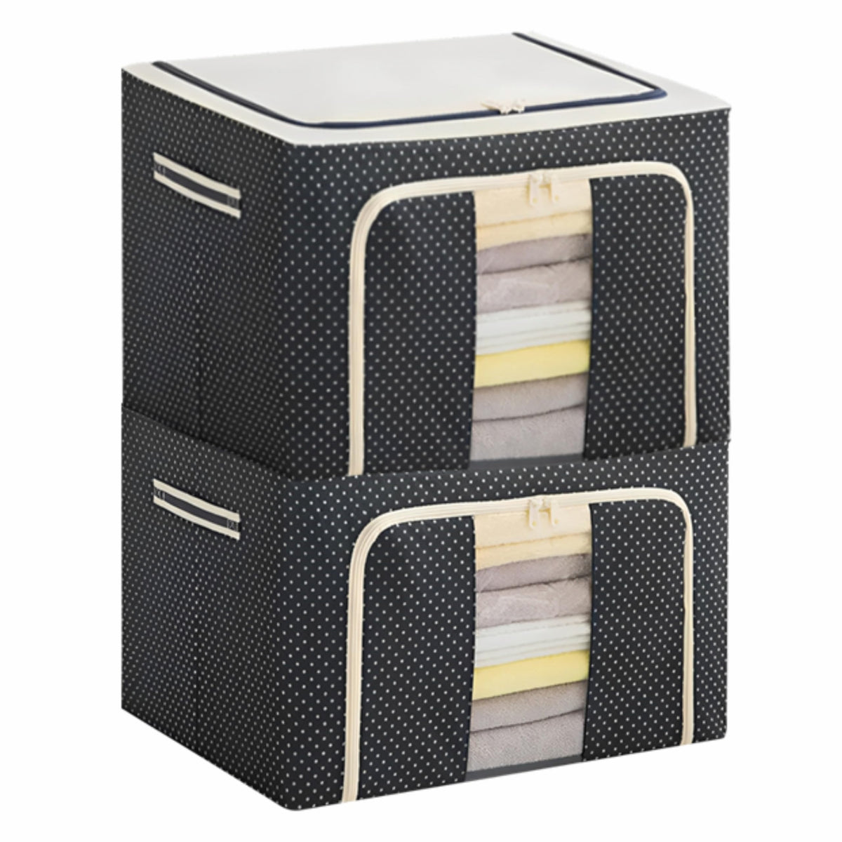 JD FRESH 100 Ltr Foldable Steel Frame Clothes Organizer/Foldable Organiser for Clothes/Large Storage Box for Blanket/Cloth Stora