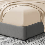 Cathay Home Full Fitted Sheet - Double Brushed Ultra Soft – Wrinkle & Fade Resistant - 14' Standard Pocket Fitted Sheet Only - Good Fit For 12'-16' Deep Mattress (Full, Cream)