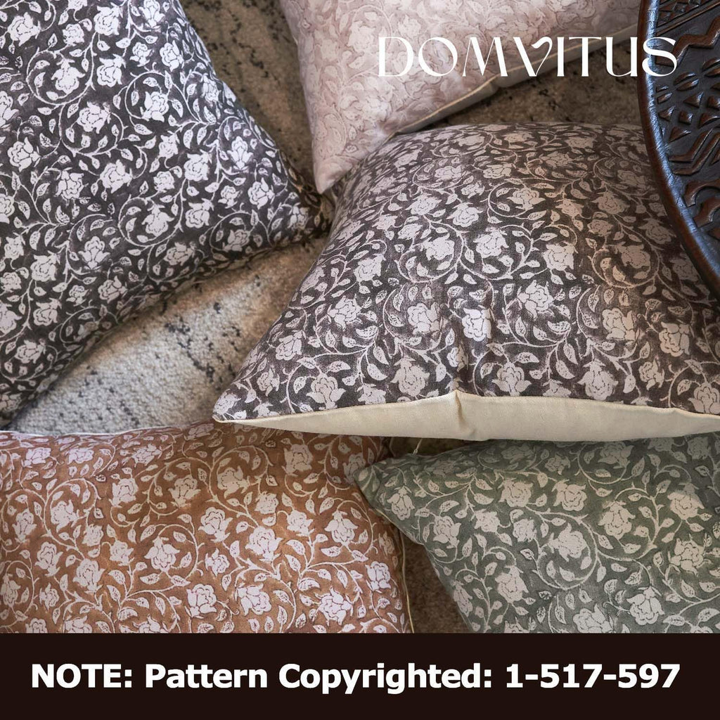 Domvitus Floral Pillow Covers 20X20, Throw Pillows For Couch, Floral Print Pillow Cover, Decorative Neutral Accent Throw Pillow Covers For Living Room, 1Pc, Black