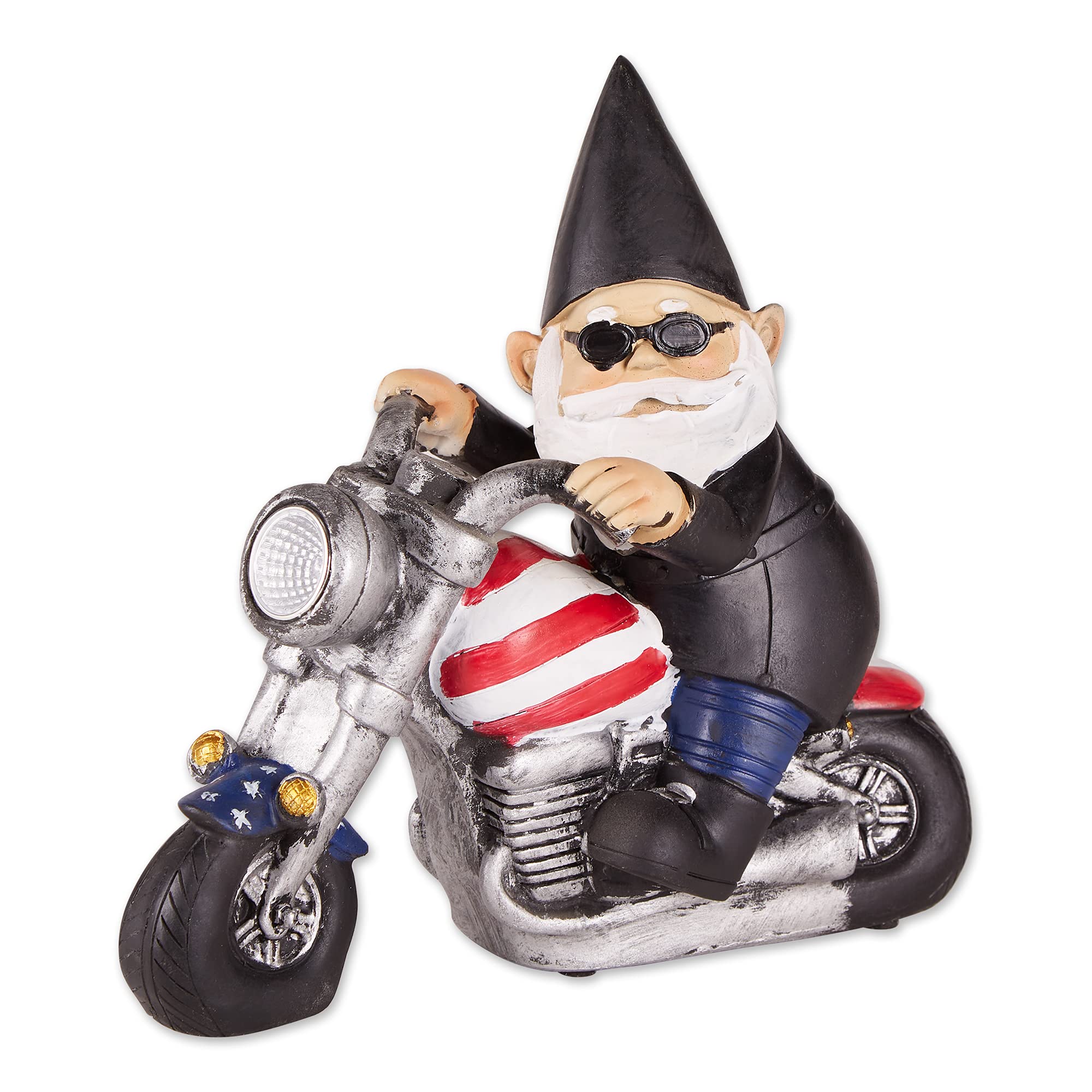 Accent Plus Biker Gnome Solar Statue 8x3.25x7.5