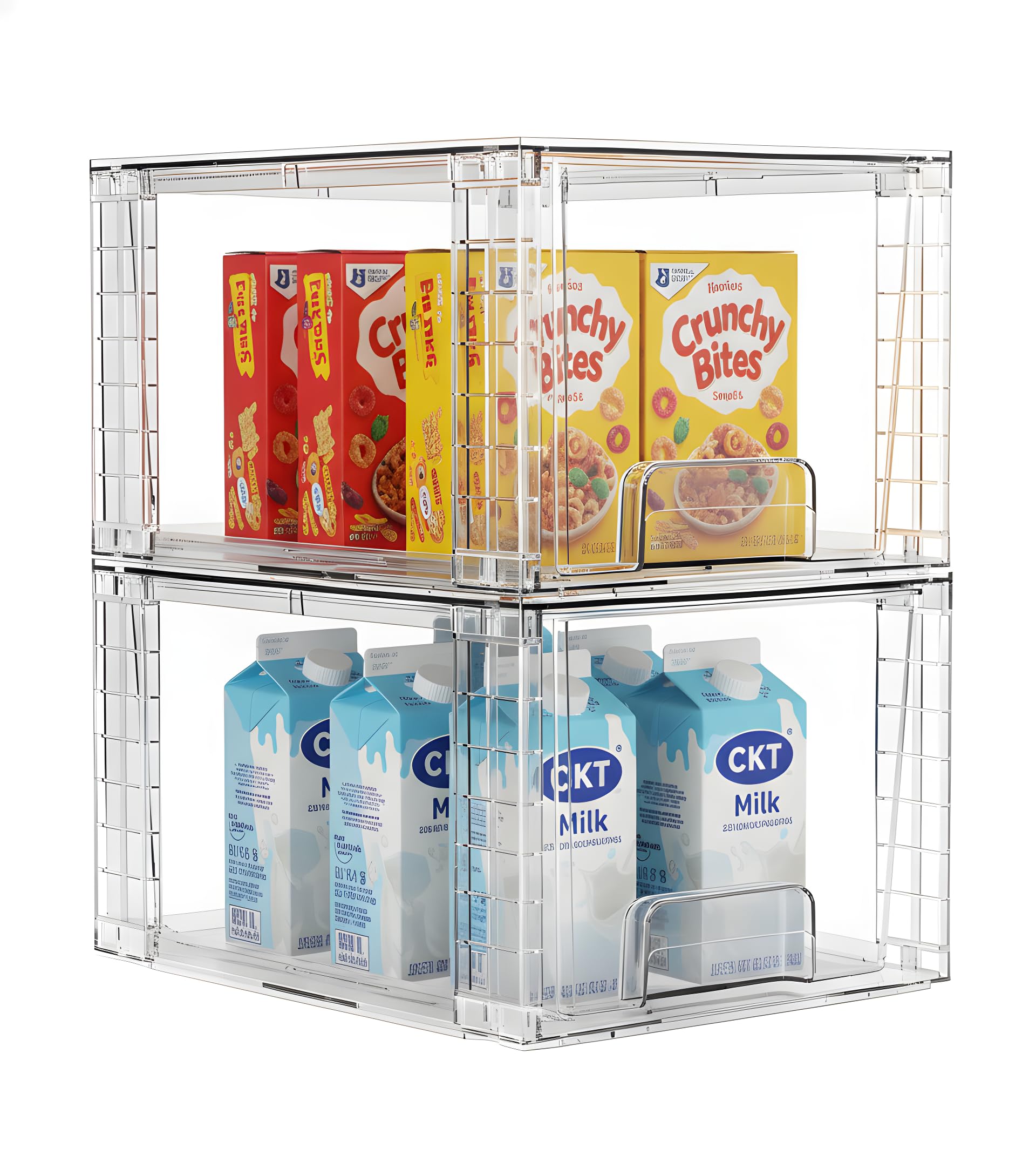 2 Pack Large Stackable Storage Drawers, Acrylic Bathroom Undersink Closet organizers and storage, Clear Plastic Bins for Pantry,