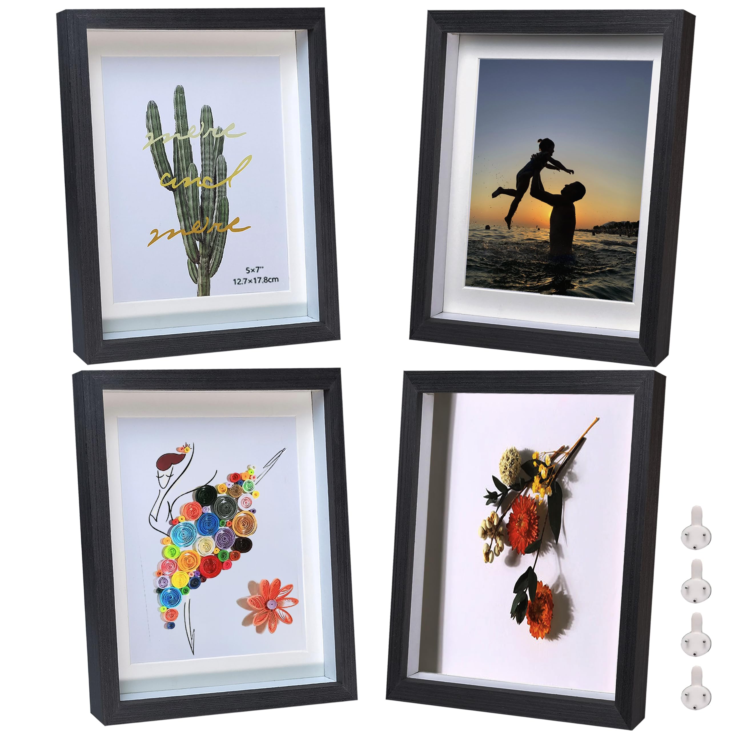 Dohomi 2 Pack Shadow Box Frame 8x10 Shadow Box Display Case Black Picture Frame Glass Surface Internal Depth 0.6 inch for Wall O