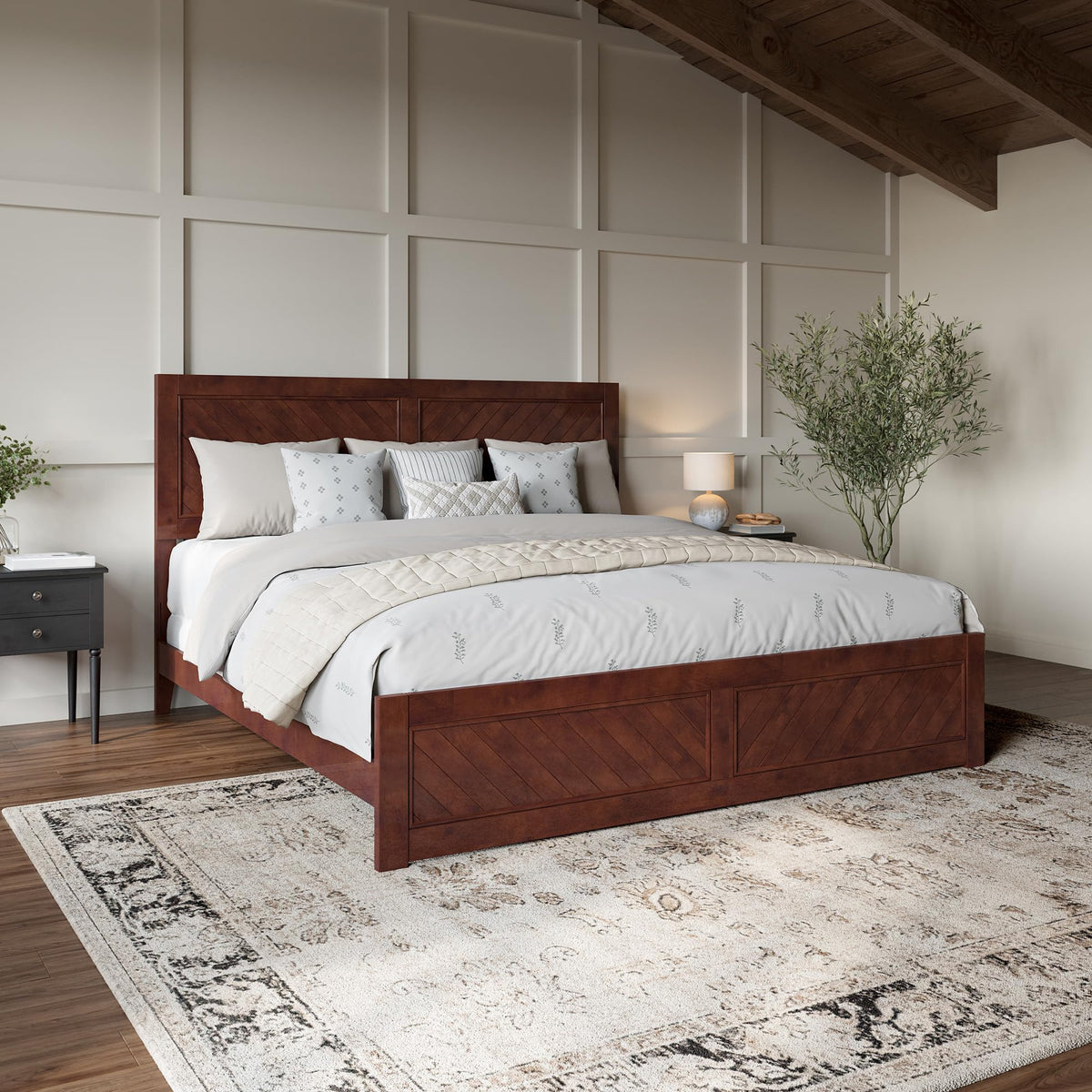 Afi, Canyon King Foundation Bed Frame With Matching Footboard, Walnut