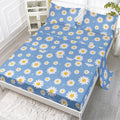 Datura Home Sheets Set, Daisy Blue Queen, 4Pcs Including 1 Flat, 1 Fitted Sheet & 2 Pillowcases, Lightweight, Wrinkle Resistant,