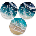 Jetec Sand Dollar Wall Decor 3 Pcs Beach Coastal Wall Art Wood Outdoor Ocean Sand Dollars Decor Wooden Art Teal Seafoam Decorati
