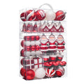 Valery Madelyn Christmas Ornaments Set, 120ct Red and White Shatterproof Christmas Tree Decorations Set, Traditional Red and Sil